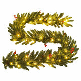 Kunstkerstbomen 2 St Met Krans, Guirlande En Led's Groen En Goud