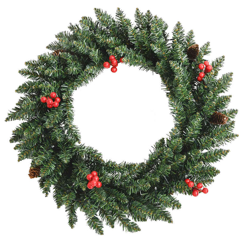 Kunstkerstbomen 2 St Met Krans, Guirlande En Led's Groen En Goud