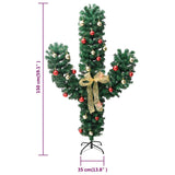 Kerstcactus Met Standaard En Led's Pvc Groen Wit