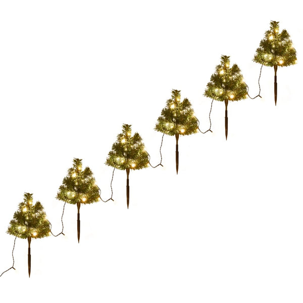 Tuinpadkerstbomen 6 St Met Te Led's 45 Cm Pvc Warmwit