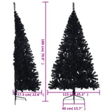 Kunstkerstboom Met Standaard Half 180 Cm Pvc Zwart