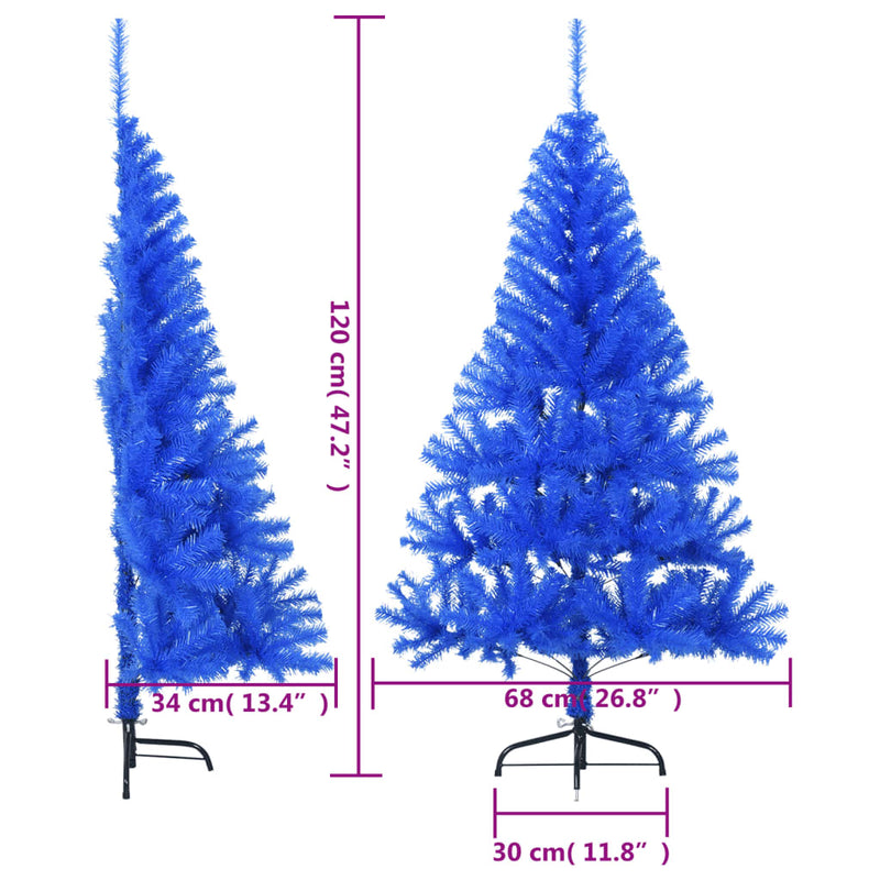 Kunstkerstboom Met Standaard Half 120 Cm Pvc Blauw