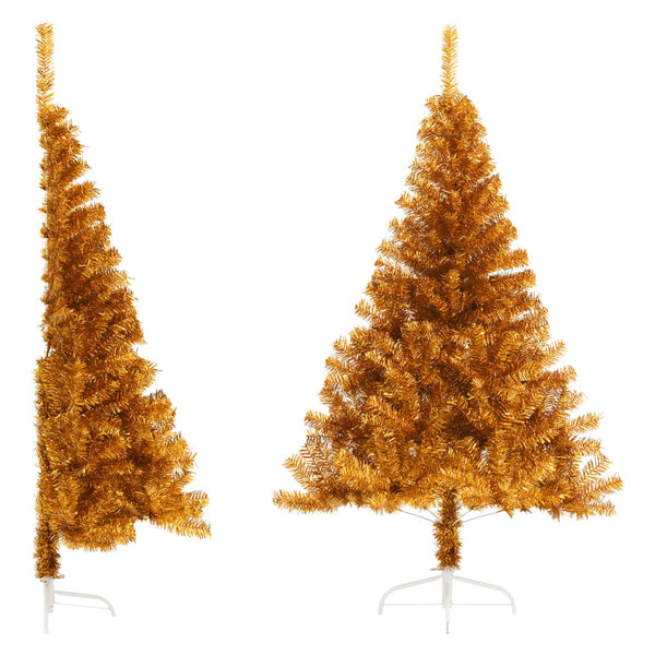 Kunstkerstboom Half Met Standaard 120 Cm Pet Kleurig Goud
