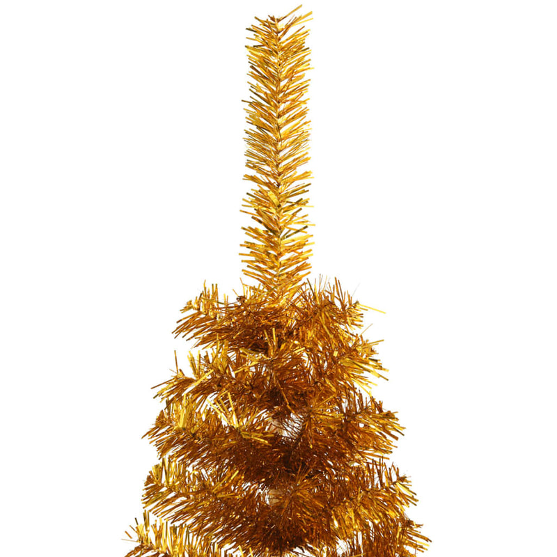 Kunstkerstboom Half Met Standaard 120 Cm Pet Kleurig Goud