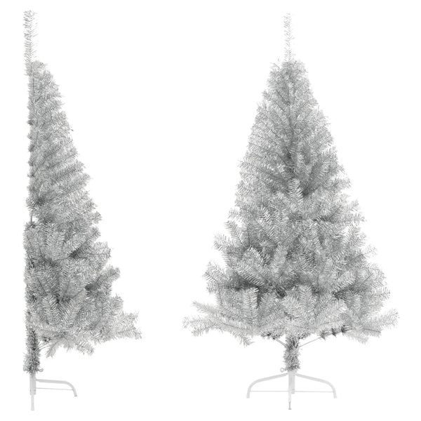 Kunstkerstboom Half Met Standaard 180 Cm Pet Kleurig Zilver