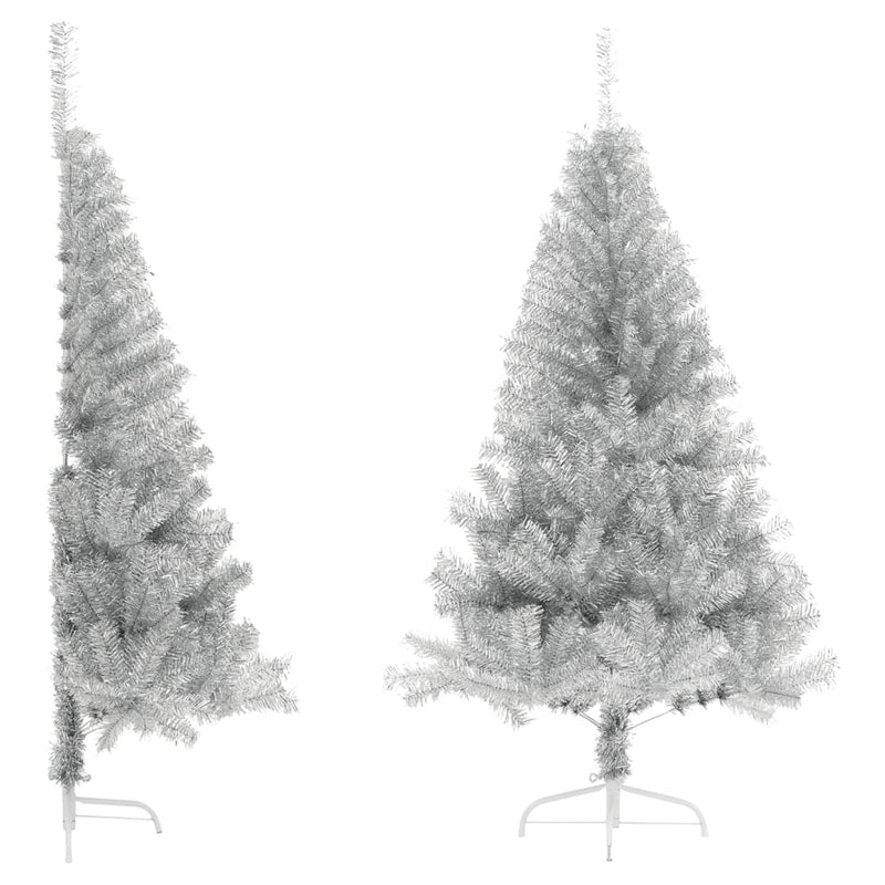 Kunstkerstboom Half Met Standaard 180 Cm Pet Kleurig Zilver