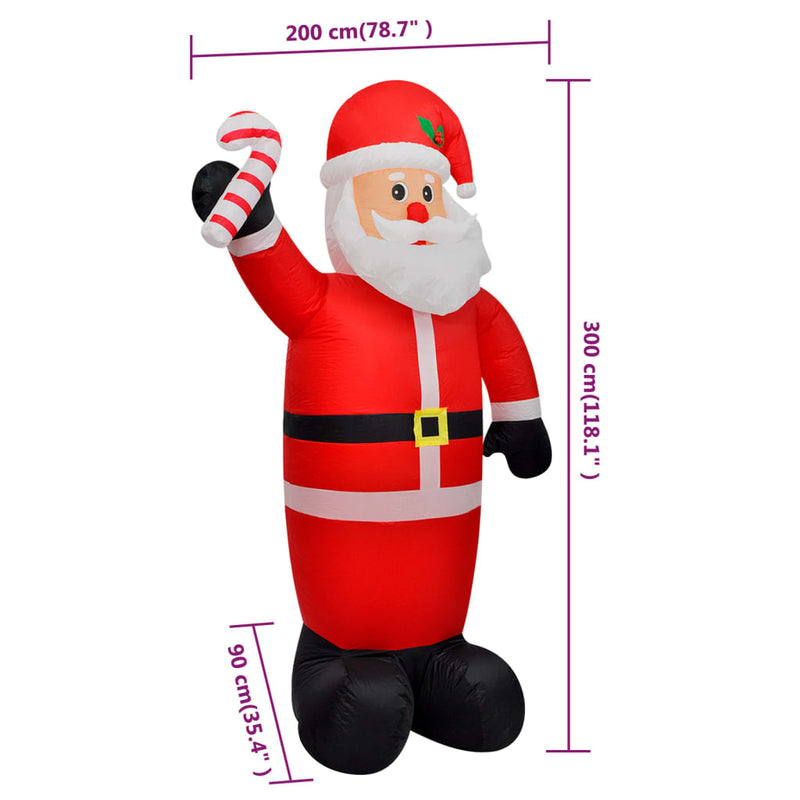 Kerstman Opblaasbaar Met Led's
