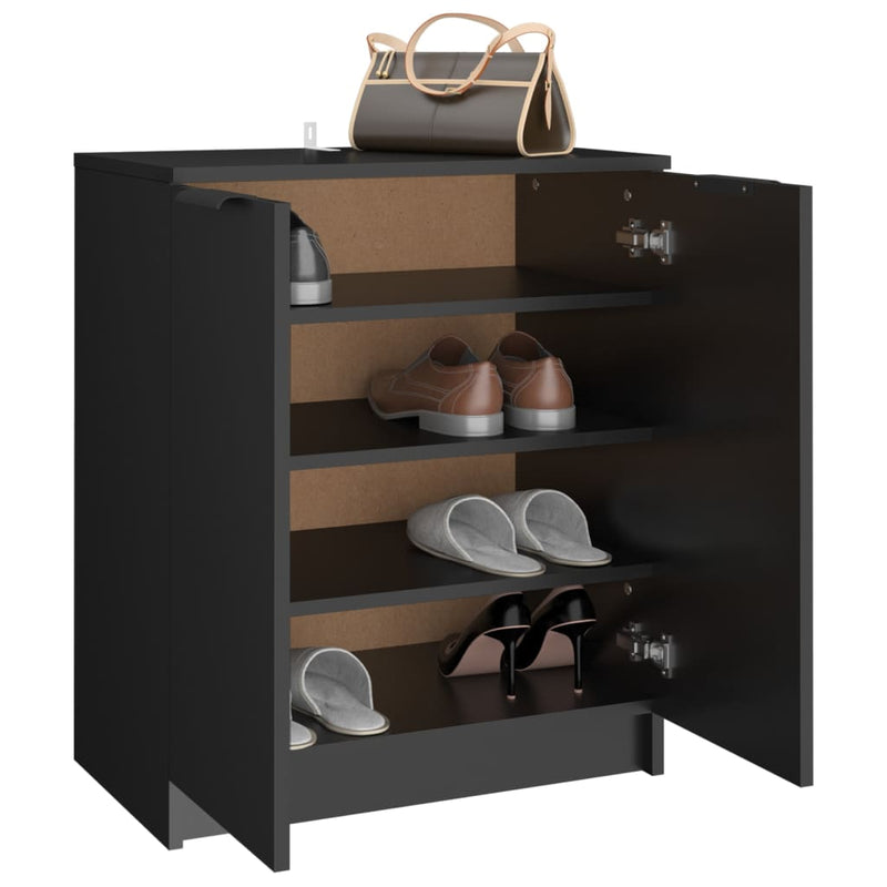 Schoenenkast 59X35X70 Cm Bewerkt Hout Zwart