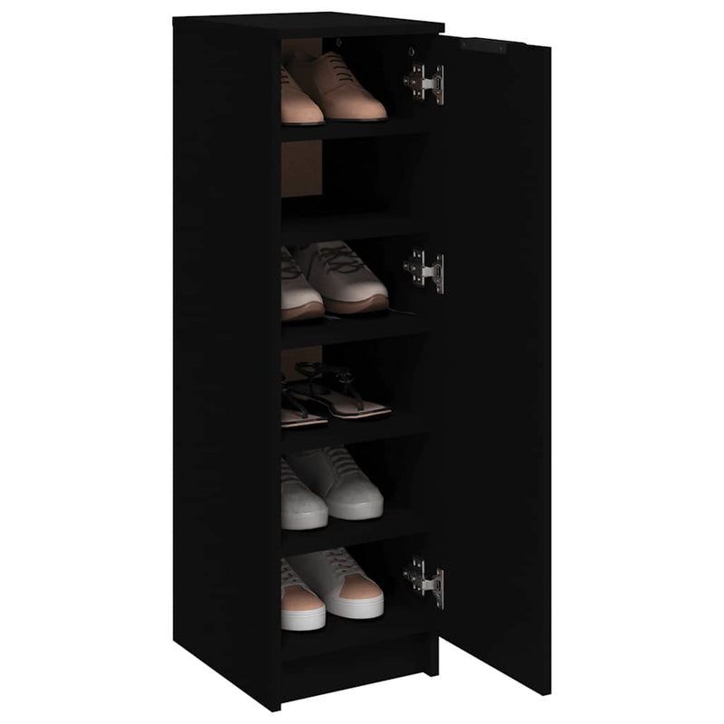 Schoenenkast 30X35X100 Cm Bewerkt Hout Zwart