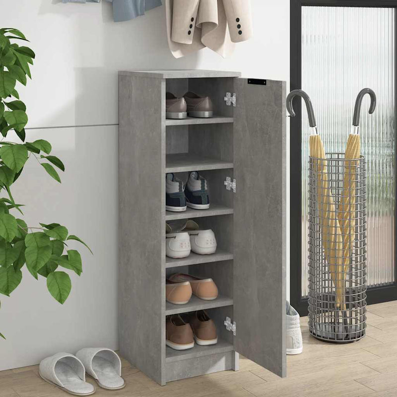 Schoenenkast 30X35X100 Cm Bewerkt Hout Betongrijs