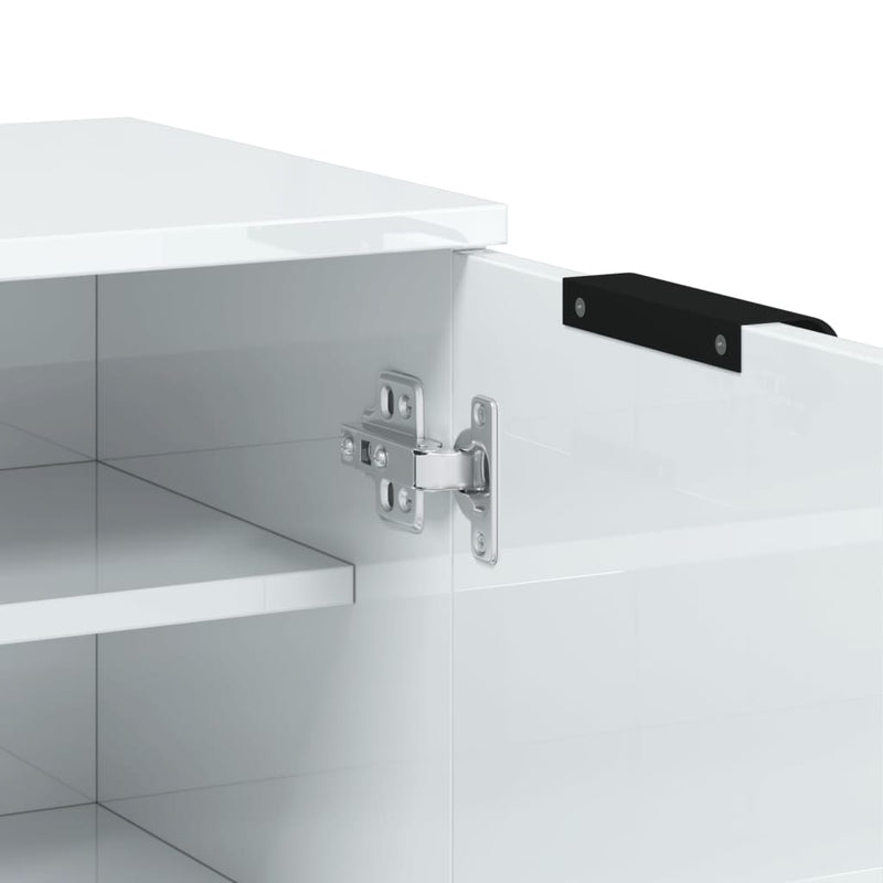 Schoenenkast 59X35X100,5 Cm Bewerkt Hout Hoogglans Wit