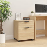 Dossierkast Verrijdbaar 45X38X54 Cm Hout Artisanaal Eikenkleur