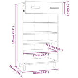 Schoenenkast 60X35X105 Cm Bewerkt Hout