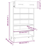 Schoenenkast 60X35X105 Cm Bewerkt Hout