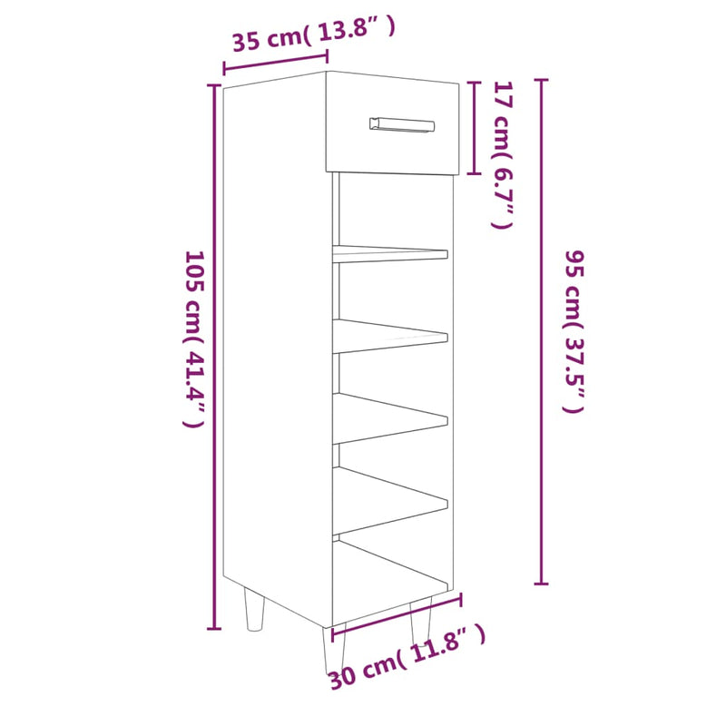 Schoenenkast 30X35X105 Cm Bewerkt Hout