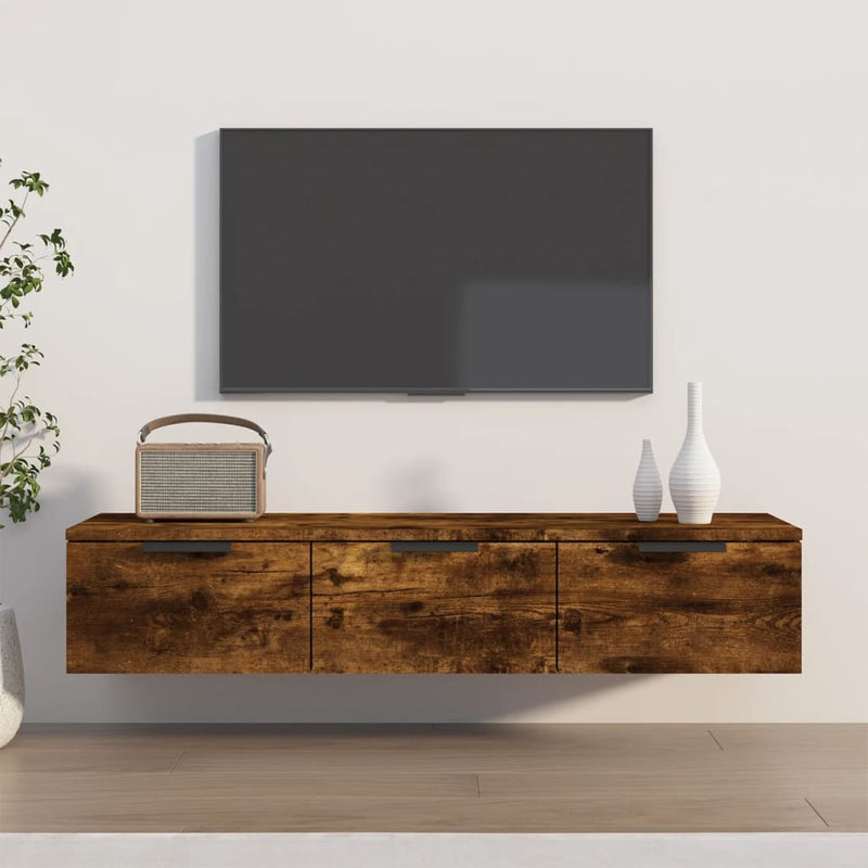 Wandkast 102X30X20 Cm Bewerkt Hout Artisanaal Eikenkleur