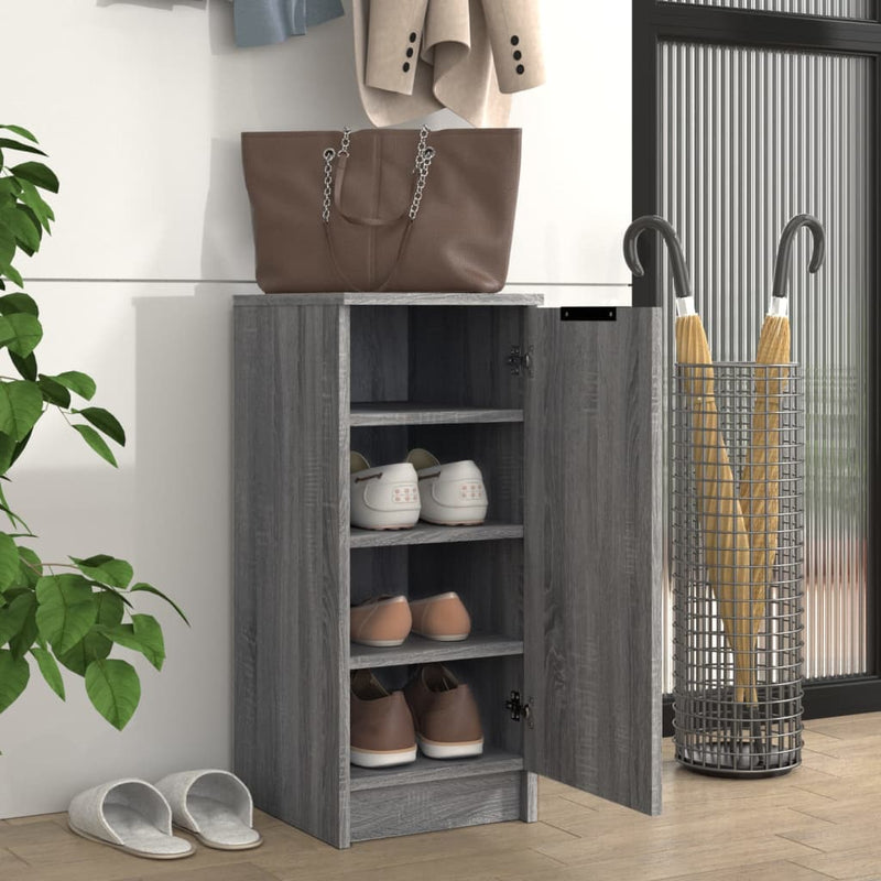 Schoenenkast 30X35X70 Cm Bewerkt Hout Eikenkleurig Grijs Sonoma