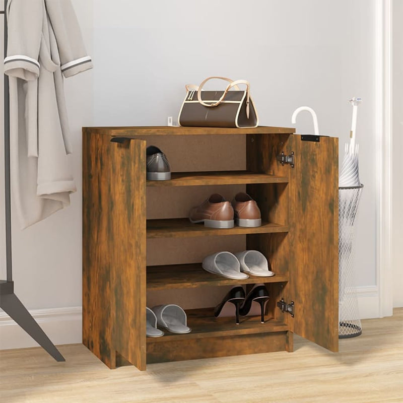 Schoenenkast 59X35X70 Cm Bewerkt Hout Kleurig Gerookt Eiken