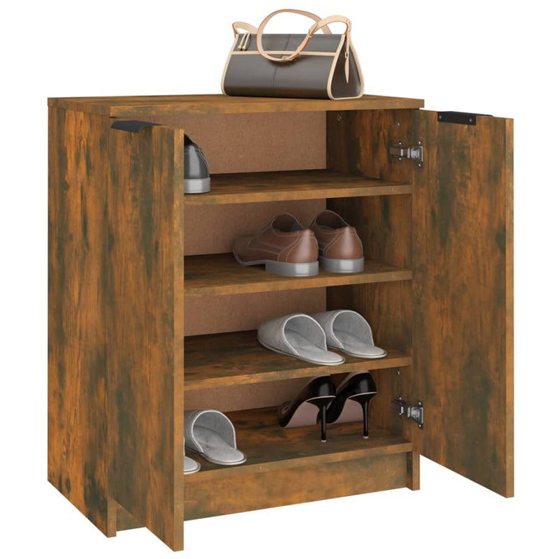 Schoenenkast 59X35X70 Cm Bewerkt Hout Kleurig Gerookt Eiken