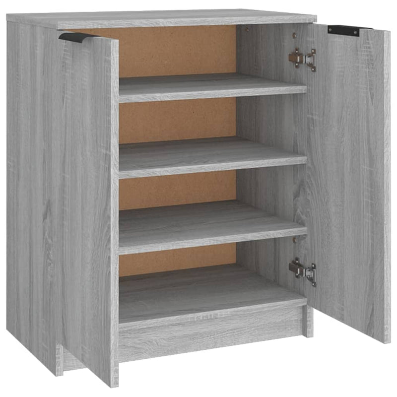 Schoenenkast 59X35X70 Cm Bewerkt Hout Eikenkleurig Grijs Sonoma