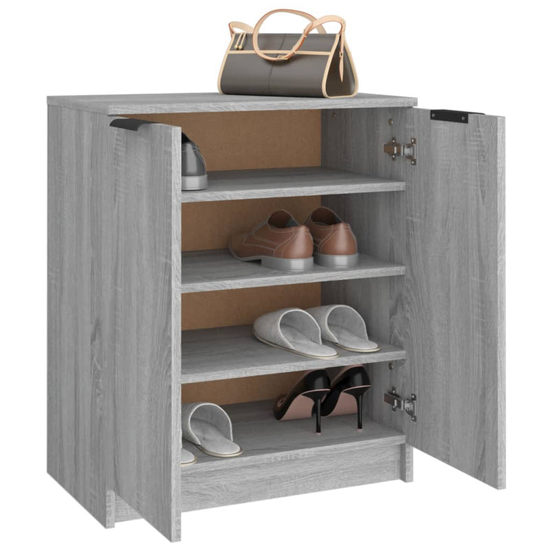Schoenenkast 59X35X70 Cm Bewerkt Hout Eikenkleurig Grijs Sonoma