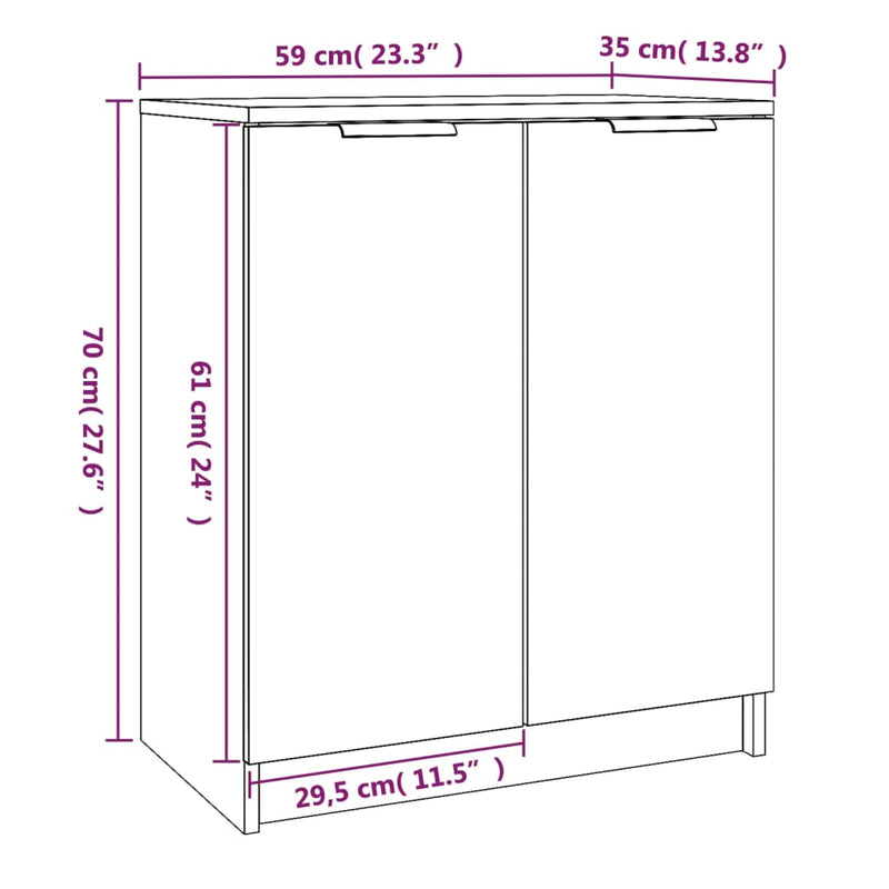 Schoenenkast 59X35X70 Cm Bewerkt Hout Eikenkleurig Grijs Sonoma