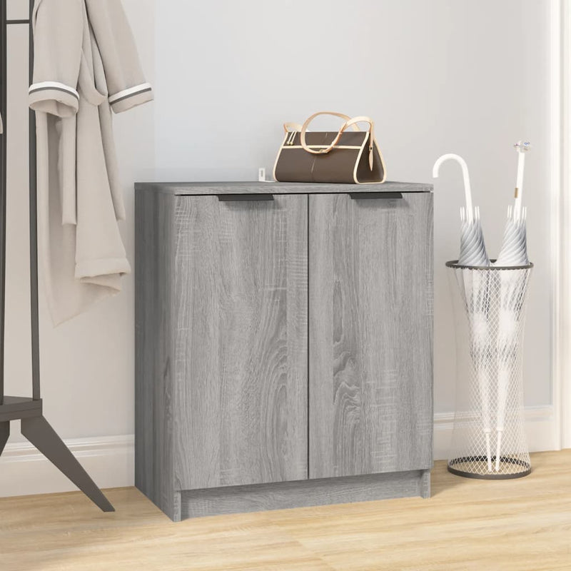 Schoenenkast 59X35X70 Cm Bewerkt Hout Eikenkleurig Grijs Sonoma