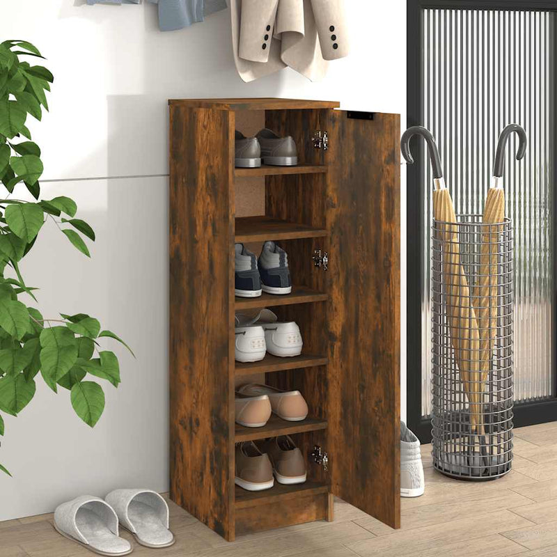 Schoenenkast 30X35X100 Cm Bewerkt Hout Kleurig Gerookt Eiken