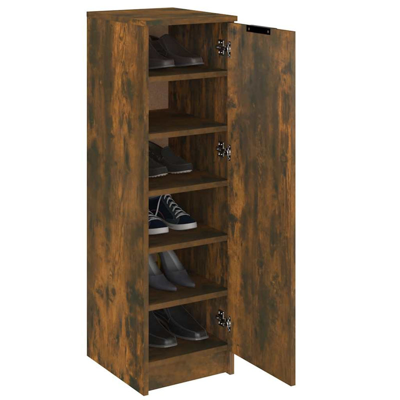 Schoenenkast 30X35X100 Cm Bewerkt Hout Kleurig Gerookt Eiken
