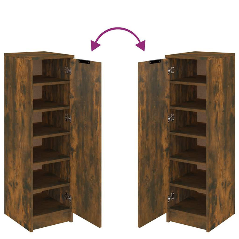 Schoenenkast 30X35X100 Cm Bewerkt Hout Kleurig Gerookt Eiken