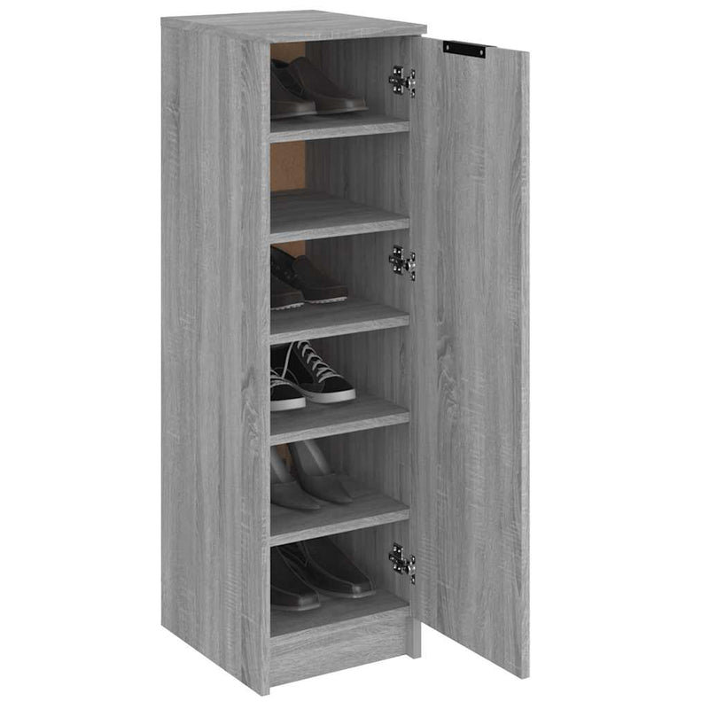 Schoenenkast 30X35X100 Cm Bewerkt Hout Eikenkleur Grijs Sonoma