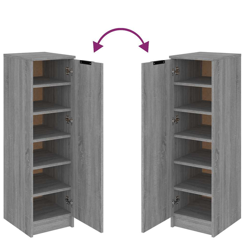 Schoenenkast 30X35X100 Cm Bewerkt Hout Eikenkleur Grijs Sonoma