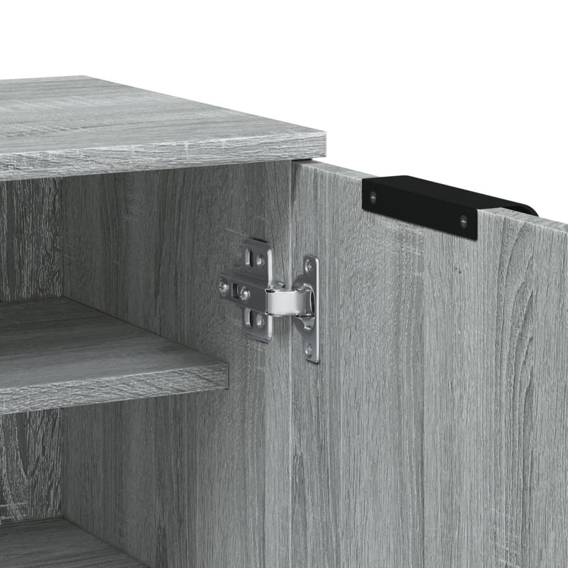 Schoenenkast 59X35X100 Cm Bewerkt Hout Eikenkleur Grijs Sonoma