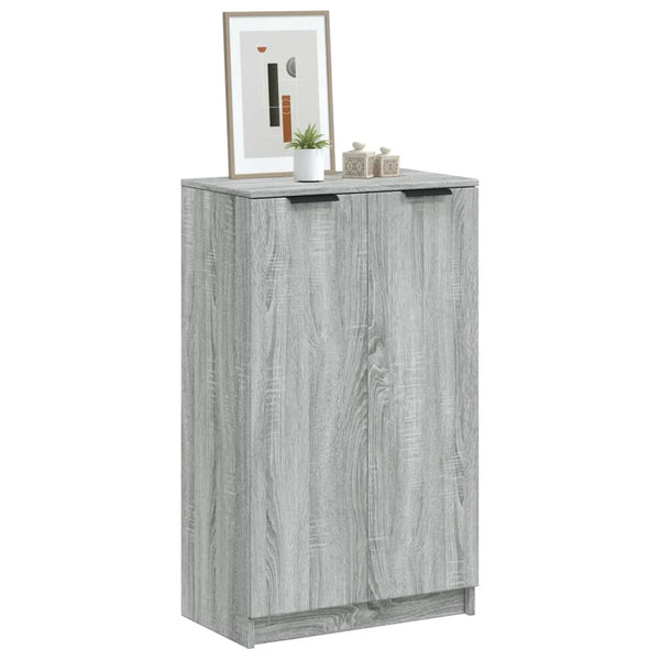 Schoenenkast 59X35X100 Cm Bewerkt Hout Eikenkleur Grijs Sonoma