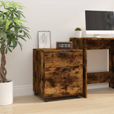 Dossierkast Verrijdbaar 45X38X54 Cm Hout Artisanaal Eikenkleur