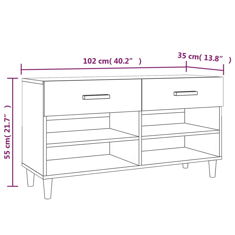 Schoenenkast 102X35X55 Cm Bewerkt Hout Kleurig