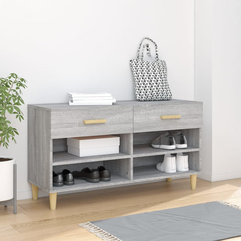 Schoenenkast 102X35X55 Cm Bewerkt Hout Kleurig