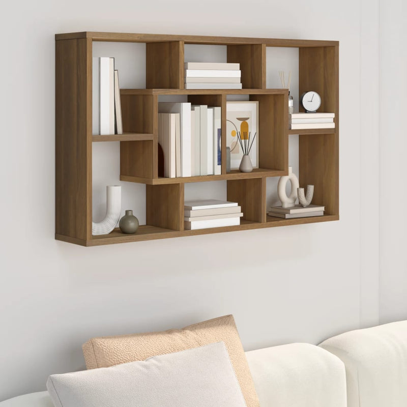 Wandschap 85X16X52,5 Cm Bewerkt Hout Kleurig