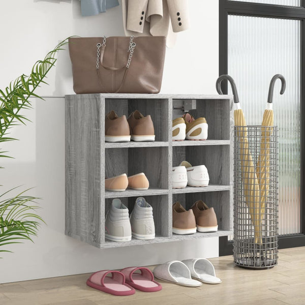 Schoenenkast 52,5X30X50 Cm Eikenkleurig Grijs Sonoma