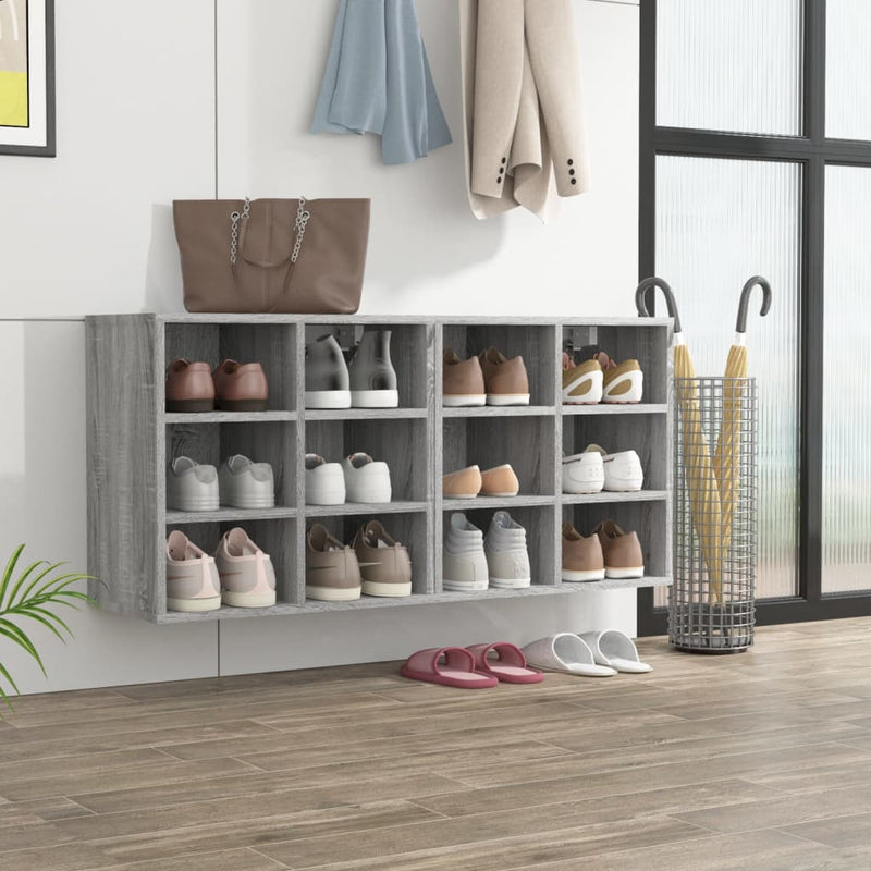 Schoenenkast 52,5X30X50 Cm Eikenkleurig Grijs Sonoma