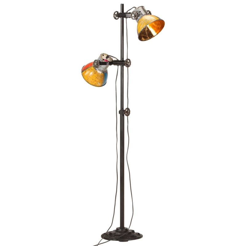 Vloerlamp Met 2 Lampenkappen E27 Gietijzer Kleurig