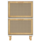 Schoenenkast 52X25X Bewerkt Hout En Natuurlijk Rattan Wit