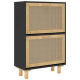 Schoenenkast 52X25X Bewerkt Hout En Rattan Zwart