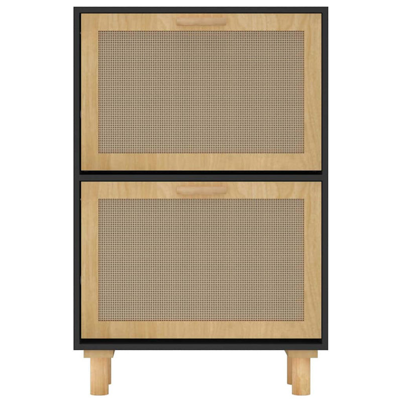 Schoenenkast 52X25X Bewerkt Hout En Rattan Zwart