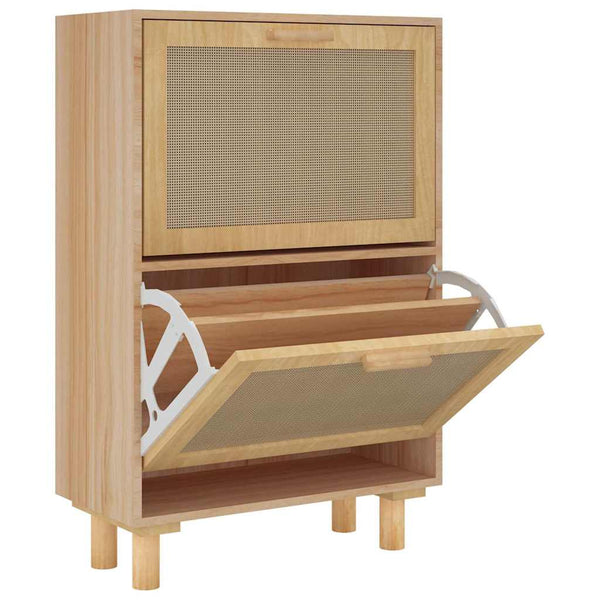 Schoenenkast 52X25X Bewerkt Hout & Natuurlijk Rattan Bruin