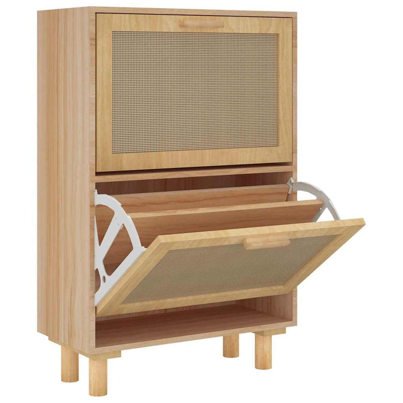 Schoenenkast 52X25X Bewerkt Hout & Natuurlijk Rattan Bruin