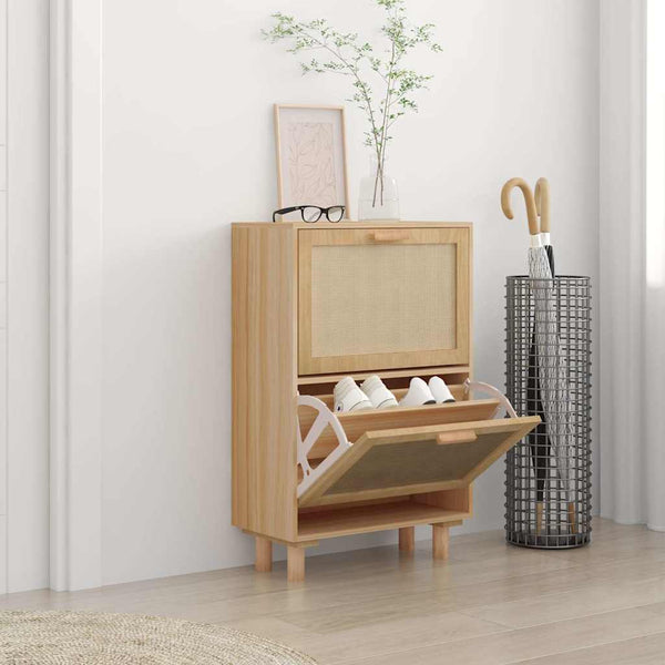 Schoenenkast 52X25X Bewerkt Hout & Natuurlijk Rattan Bruin