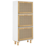 Schoenenkast 52X25X Bewerkt Hout En Natuurlijk Rattan Wit