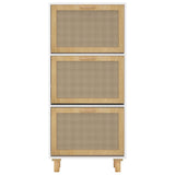 Schoenenkast 52X25X Bewerkt Hout En Natuurlijk Rattan Wit
