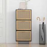 Schoenenkast 52X25X Bewerkt Hout En Rattan Zwart